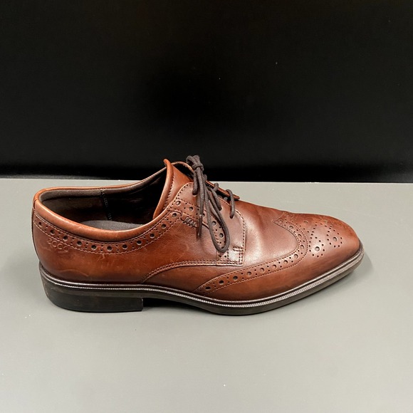 Ecco Melbourne Mens Size 41 Cocoa Brown Leather Casual Wingtip Dress Shoes‎ - Picture 7 of 10